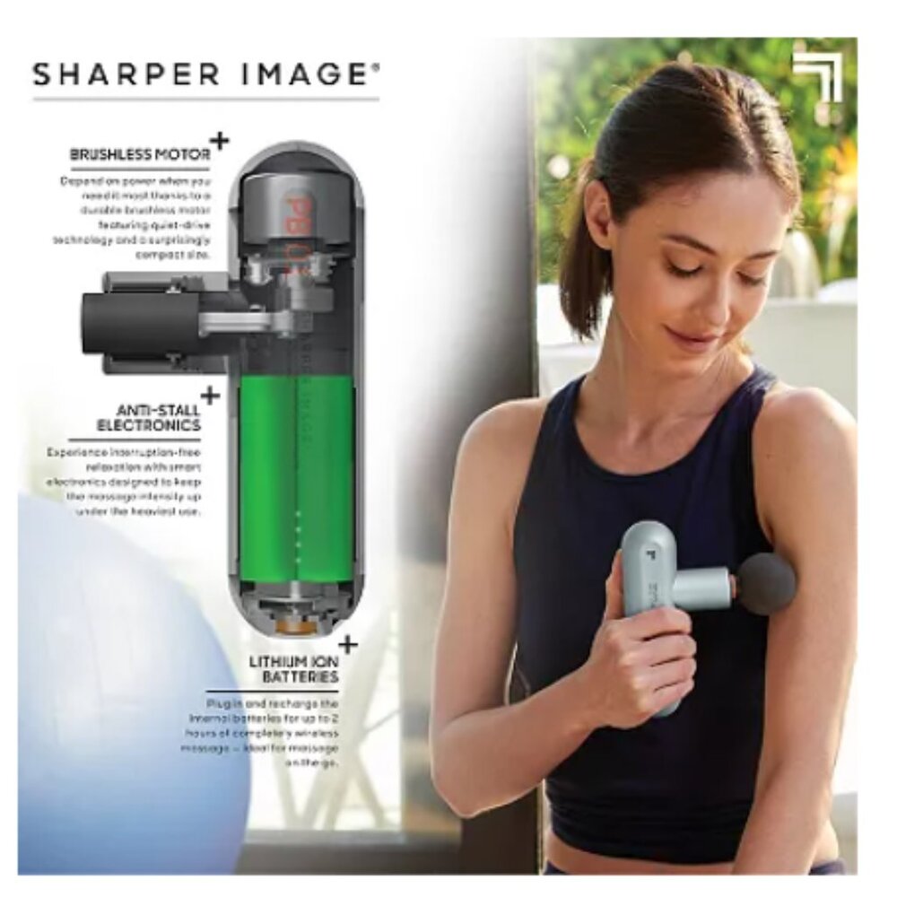 Sharper Image Powerboost Move Portable Percussion Massager Gray - Picture 7 of 11